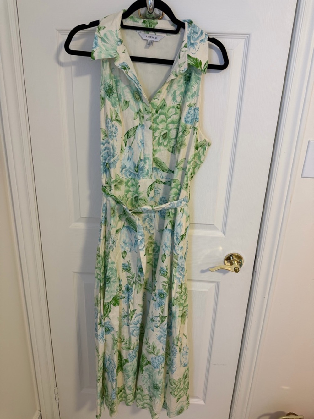 Ever new Green Floral Sleeveless Collared Maxi Dress